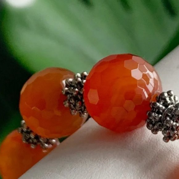 Handmade Carnelian Gemstone & Swarovski Crystal Bracelet - Picture 3 of 11